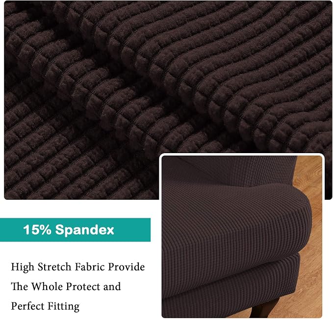 Turquoize Wingback Chair Covers 2 Piece Wing Chair Slipcover Stretch Slipcovers - Image 4