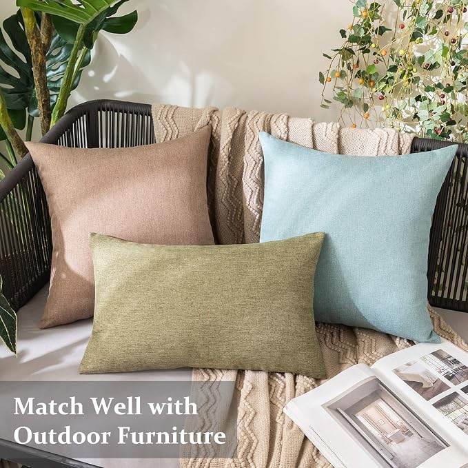 MIULEE Pack of 2 Decorative Outdoor Solid Waterproof Throw Pillow Covers Faux - Image 3