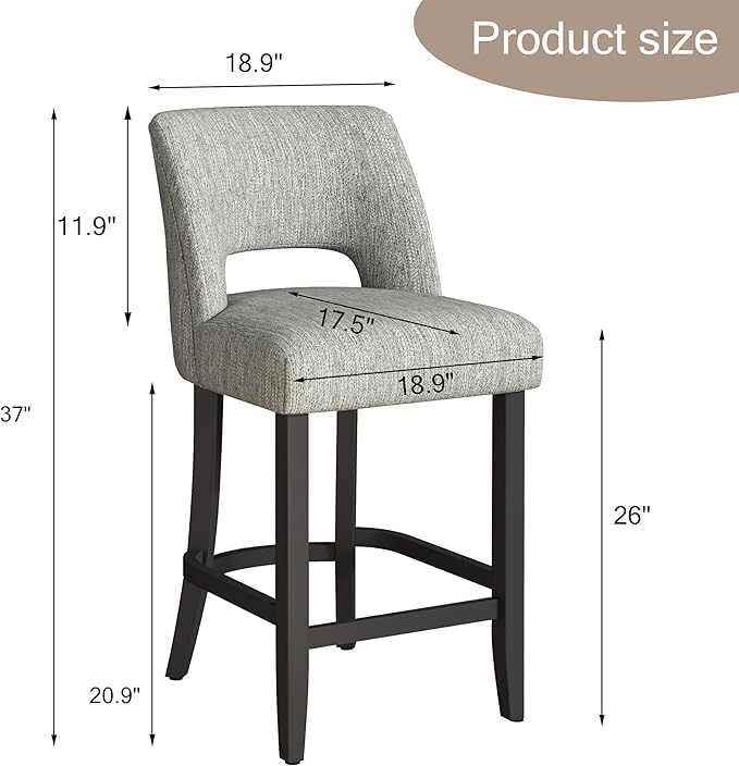 VKNOW Bar Stools Set of 4, Modern Counter Stools - Image 2