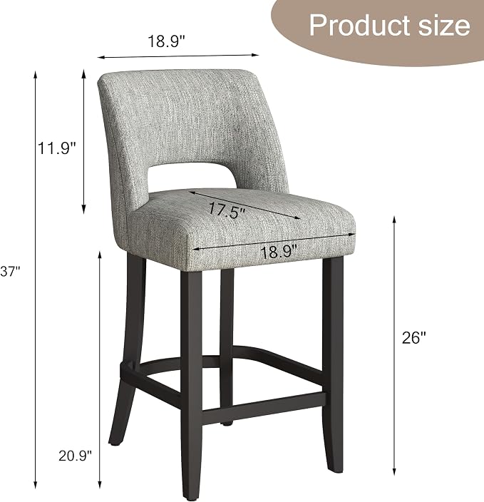 VKNOW Bar Stools Set of 2, Modern Counter Stools - Image 2