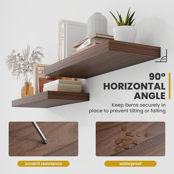 Acovy 24 Inch Floating Shelves, 9.3" Deep Floating Shelf Wall Mounted, Rustic - Image 6