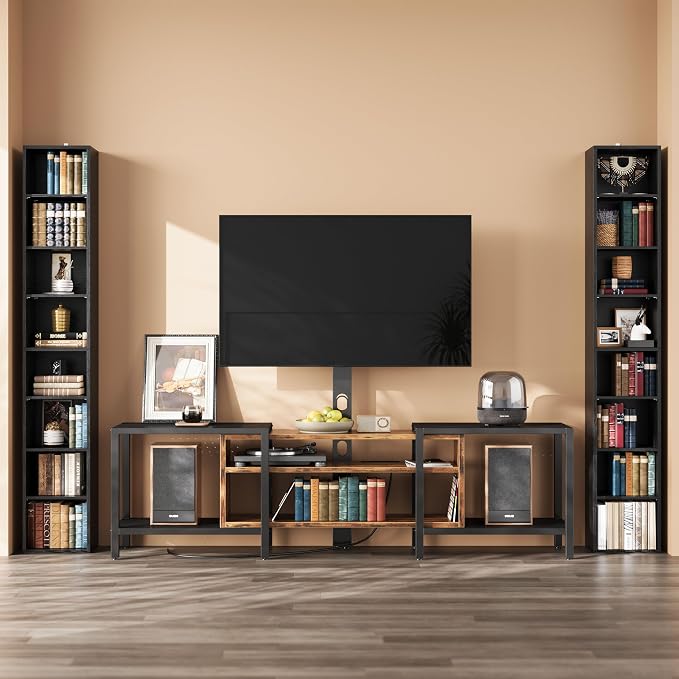 IRONCK Tall Narrow Bookshelf 8 Tiers 71in Set of 2, Compact Corner Bookcase - Image 7
