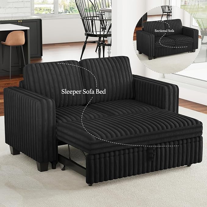 Belffin Corduroy Sectional Sleeper Sofa - Image 3