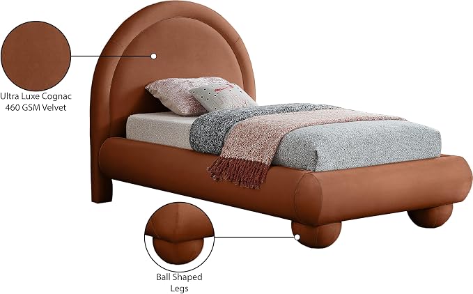 Meridian Furniture MadridCognac-T Madrid Collection Art Deco Twin Bed - Image 8