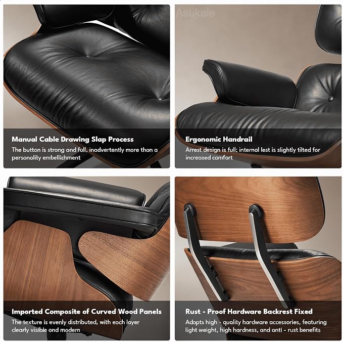 Top Black PU Leather, Mid Century Chaise Lounge Chair Indoor, Chair - Image 9