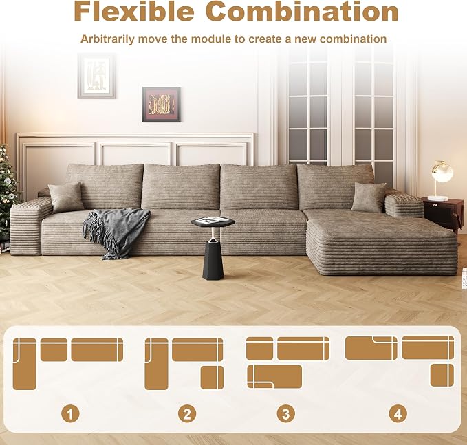 136" Sectional Couches for Living Room Cloud Couch Sofa - Image 6