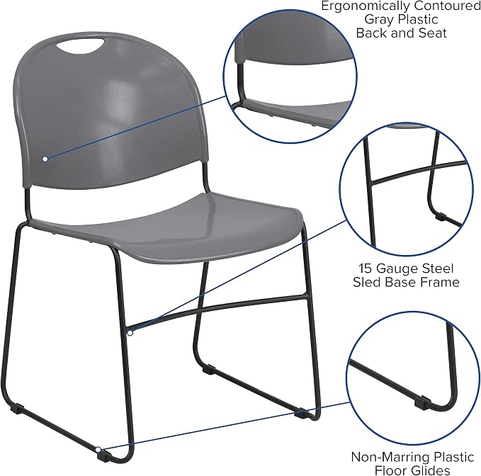Flash Furniture 4 Pack HERCULES Series 880 lb. Capacity Gray Ultra-Compact - Image 4