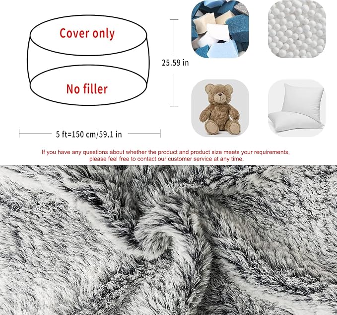 YudouTech (No Filler Bean Bag Chair Cover Without Filler, Big Round Soft Fluffy - Image 2