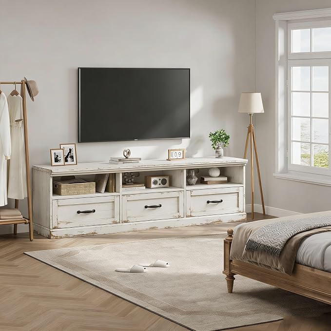 IDEALHOUSE 70in TV Stand for TVs up to 80", Mid Century Modern Entertainment by IDEALHOUSE