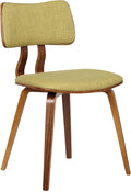 Armen Living Jaguar Mid-Century Dining Chair in Walnut Wood and Green Fabric by ArmenLiving