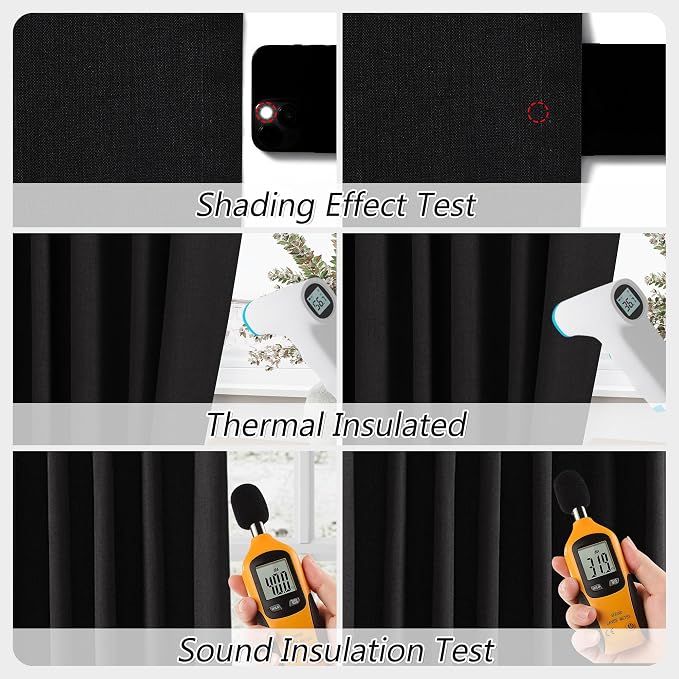 Guken Black 100% Blackout Curtains 108 Inch Length 2 Panels Set - Image 5