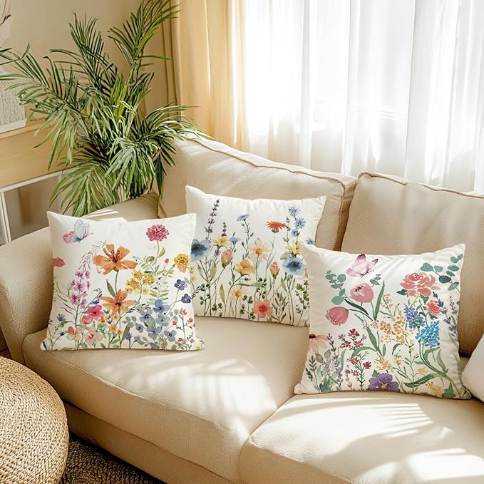 ONFAON Spring Pillow Covers 16x16 Inch Set of 4, Seasonal Floral Outdoor - Image 7