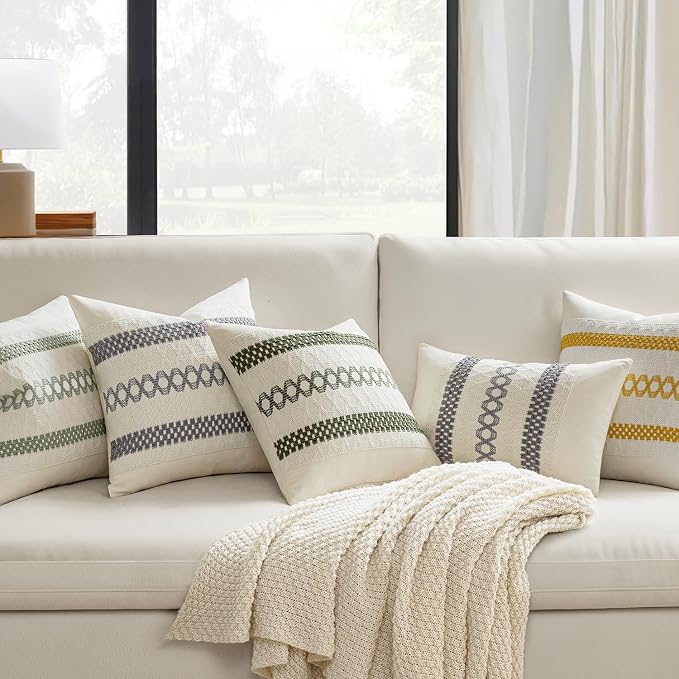 MIULEE Set of 2 Gray Boho Decorative Lumbar Pillow Covers 12x20 Inch Farmhouse - Image 2