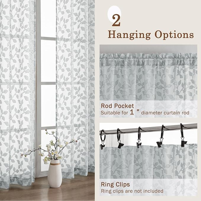 Chyhomenyc Light Grey Sheer Curtains 96 Inch Length 2 Panels Set, Light - Image 5