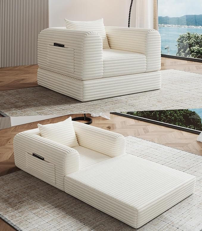SYFERLORY Versatile 2 in1 Armchair Accent Chair Couch Convertible Boneless by SYFERLORY