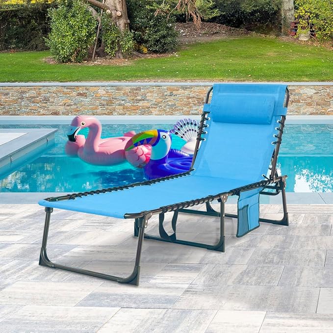 Patio Lounge Chair Folding Chaise Bed - Image 2