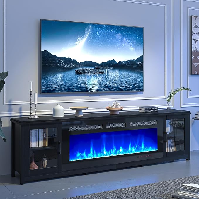 MXV 80" Fireplace TV Stand, Modern Entertainment Center - Image 8