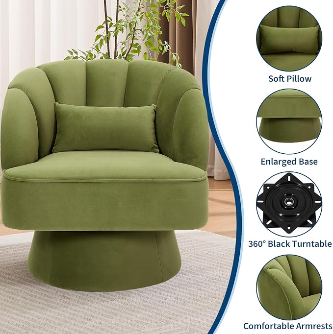 Garvee Ultra-Plush Swivel Accent Chair, 360° Barrel Lounge Chair - Image 5