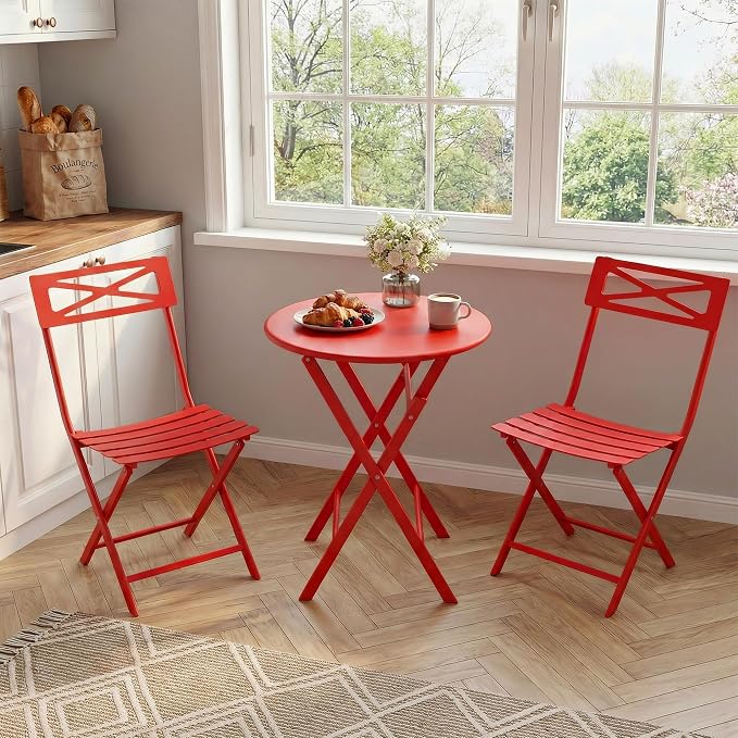 GarveeTech 3-Piece Folding Bistro Set, Heavy Duty Outdoor Patio Furniture - Image 8