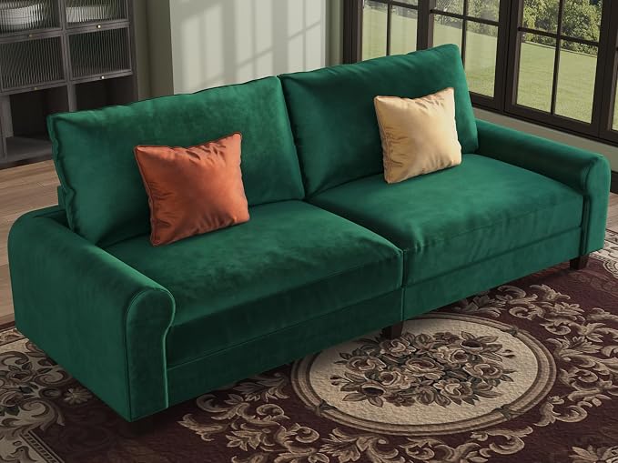 EASE MOOSE 88.5" Large Seat Velvet Loveseat Sofa, Soft Deep Seat Couches by EASEMOOSE