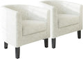 BELLEZE Accent Barrel Chair Set of 2, Linen Round Chair Club Tub Sofa Corner by BELLEZE