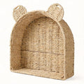 Arched Bear Nursery Wall Shelf, Handwoven Wicker Nursery Shelf by Rattanzenith