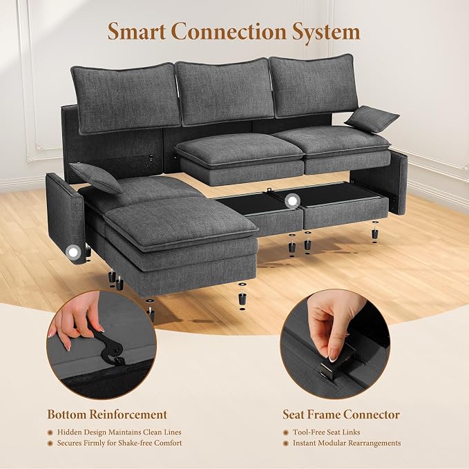 Vesgantti 108" Modular Sectional Sofa, Comfy Cloud Couch - Image 5