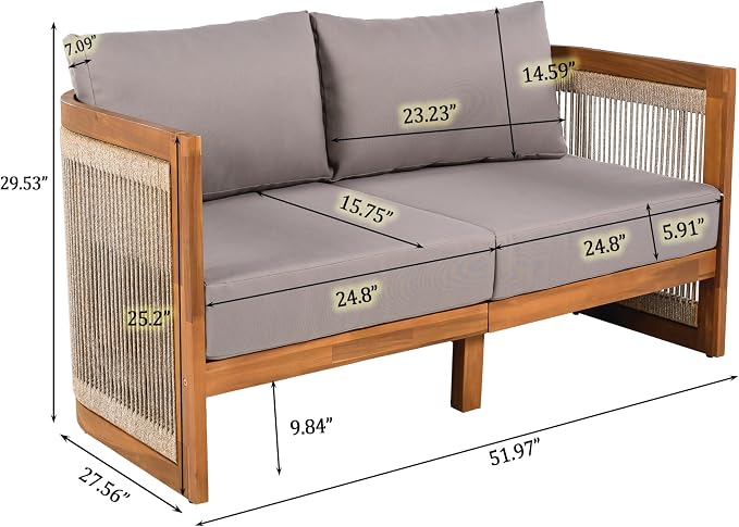 VilroCaz 4-Piece Patio Conversation Set, All Weather Sectional Sofa Set w/ 2 - Image 4