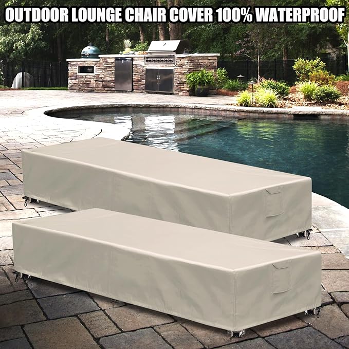 Lounge Chair Covers Outdoor Waterproof Patio Chaise Lounge Cover 600D Weather - Image 7