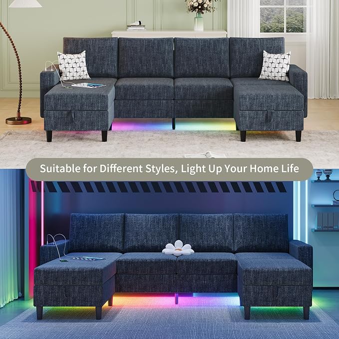 Sectional Couches for Living Room, 6-Seats Soft Linen Fabric Sectional Sofa - Image 5