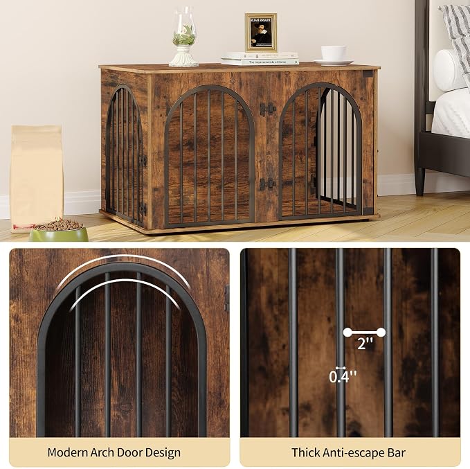 Hzuaneri 39.4" Wooden Dog Crate Furniture, Indoor Dog Kennel Dogs Cage - Image 6