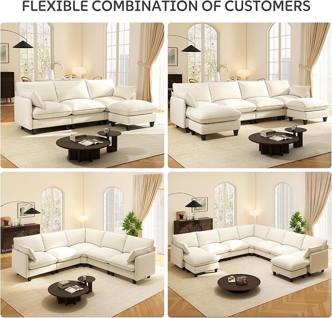 Ihanherry 139" U-Shaped Modular Sectional Couch, Oversized Cloud Sofa - Image 8