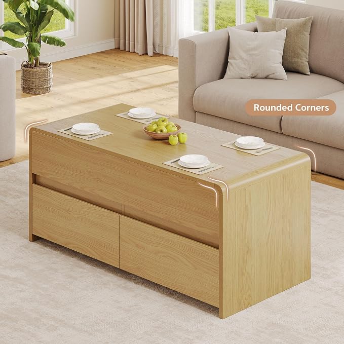 Coffee Table Lift Top with 2 Drawers, 40 Inch Multi-Function Coffee Table with - Image 5