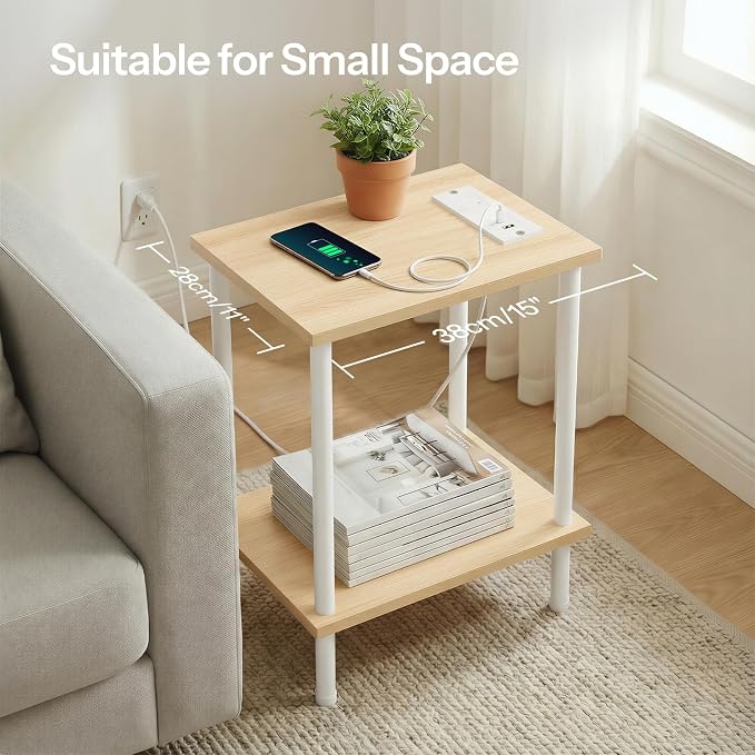 HOOBRO Side Table with Charging Station, End Table with USB Port and Outlet - Image 6