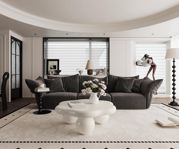 35" Cloud Coffee Table with 3 Ball Legs, Modern Minimalist Petal Center Table - Image 9