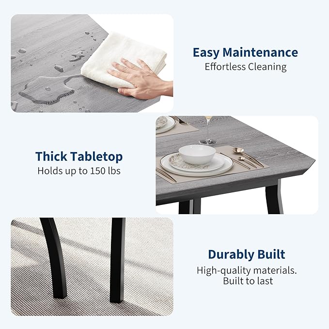 Dining Table for 4, 3-Piece Kitchen Table Set for 4 - Image 4