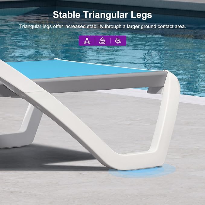 PURPLE LEAF Patio Chaise Lounge Chair Set Outside Aluminum Plastic Stackable - Image 8