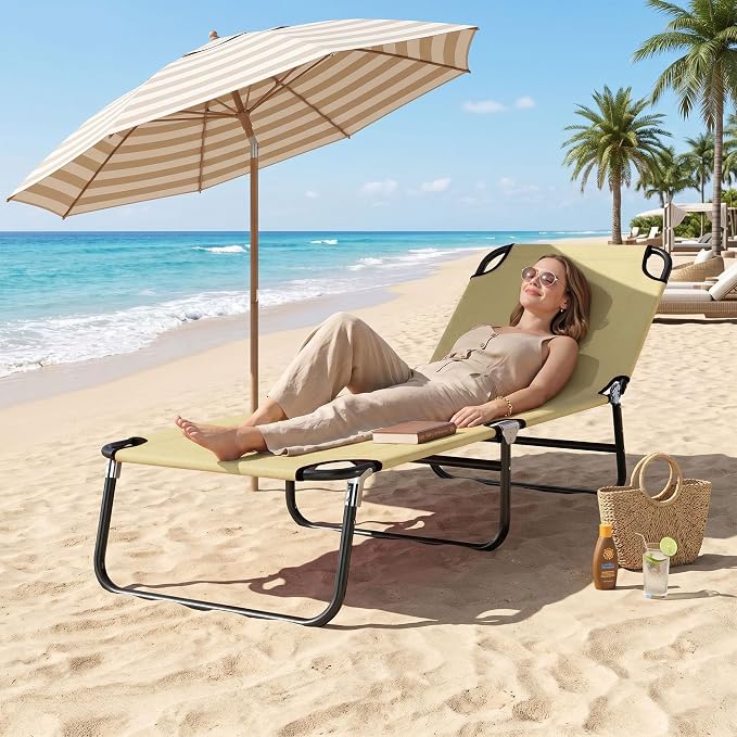 Outsunny Folding Chaise Lounge Pool Chairs, Outdoor Sun Tanning Chairs - Image 9