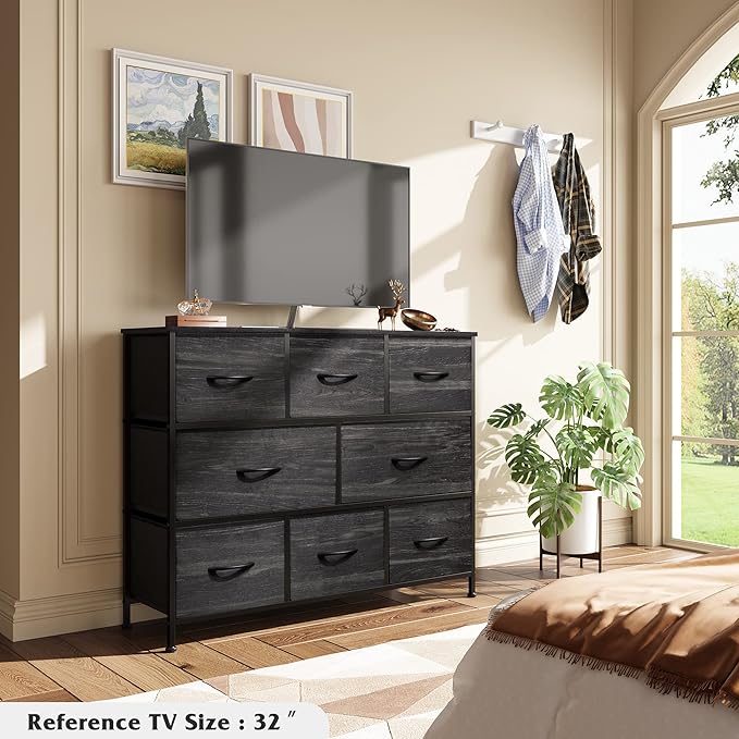 WLIVE 8 Drawer Dresser for Bedroom, Fabric Black Dresser - Image 2