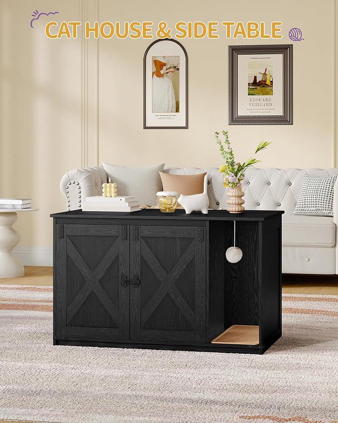 Hzuaneri Cat Litter Box Enclosure, Hidden Litter Box Cabinet Furniture - Image 2