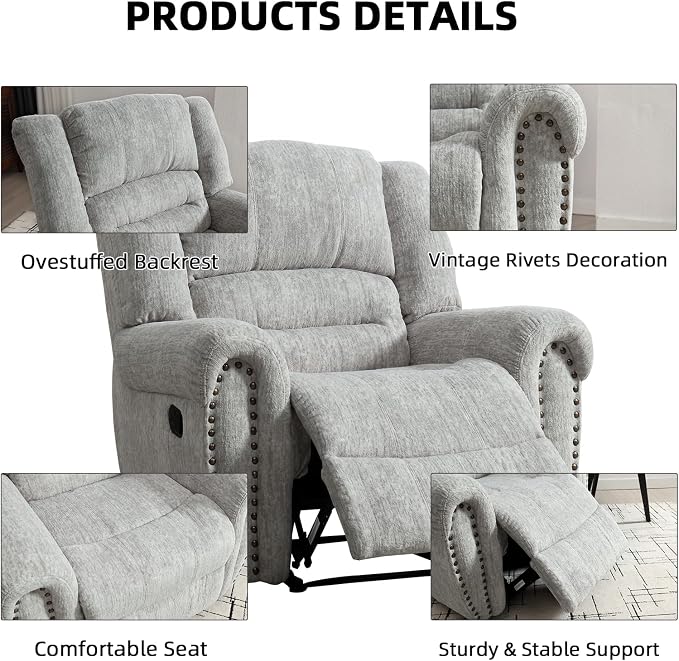 CANMOV Manual Recliner Chair Set of 2, Classic and Traditional Manual Recliner - Image 3