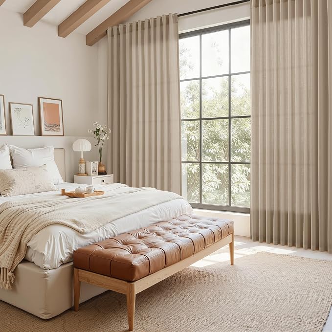 Nanspring Sepia Beige Linen Curtains 96 Inches Long - Image 7