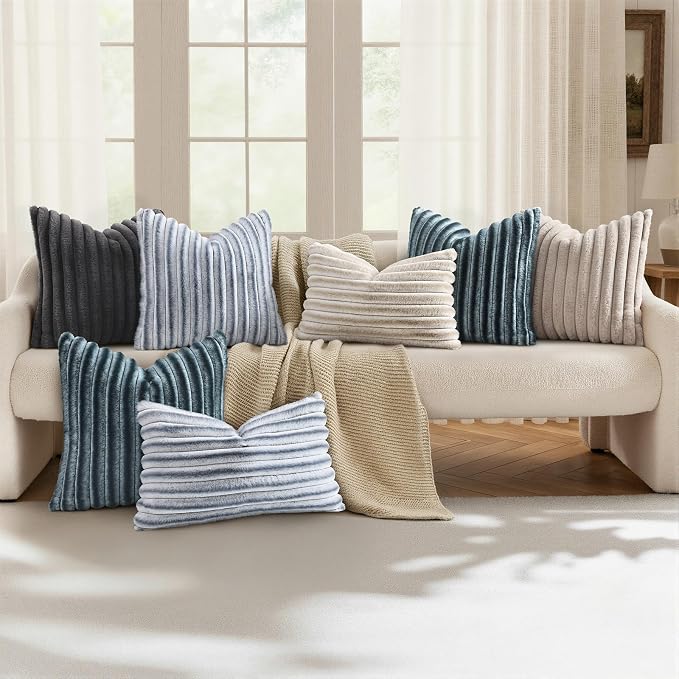 decorUhome Cozy Faux Fur Throw Pillow Covers 18x18 Set of 2 Decorative Soft - Image 5