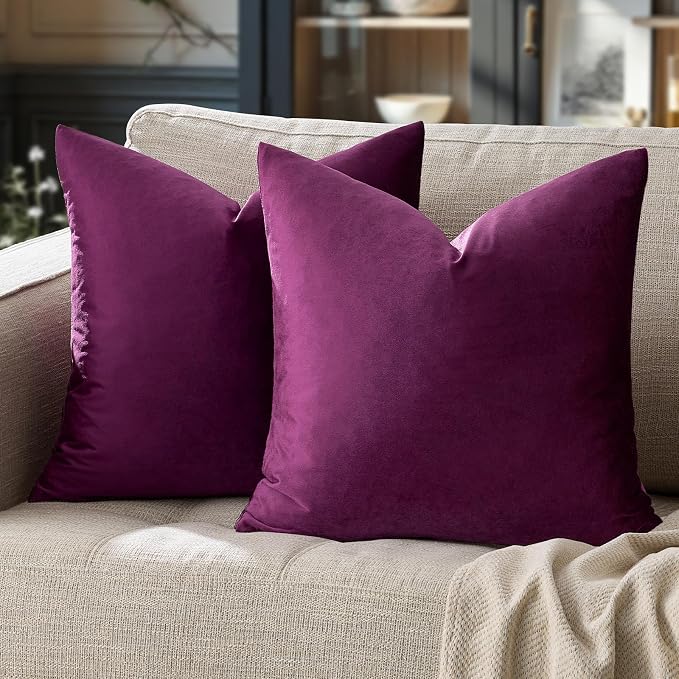 GIGIZAZA Purple Decorative Velvet Decorative 18x18 Throw Pillow Covers by GIGIZAZAFocusingonhomedecoration