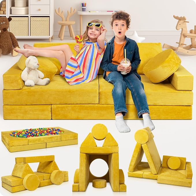 Lunix LX15 14pcs Modular Kids Play Couch, Child Sectional Sofa, Fortplay by Lunix
