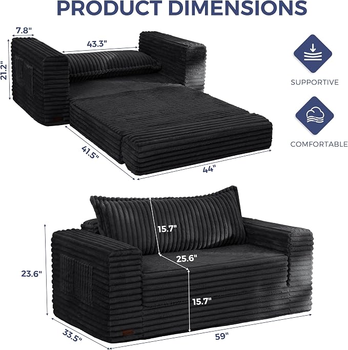 MAXYOYO Convertible Sofa Bed, 2 in 1 Folding Couch Bed - Image 2
