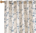 Lazzzy Linen Farmhouse Curtains Blue Floral Curtains 63 Inch Length Back Tab by Lazzzy