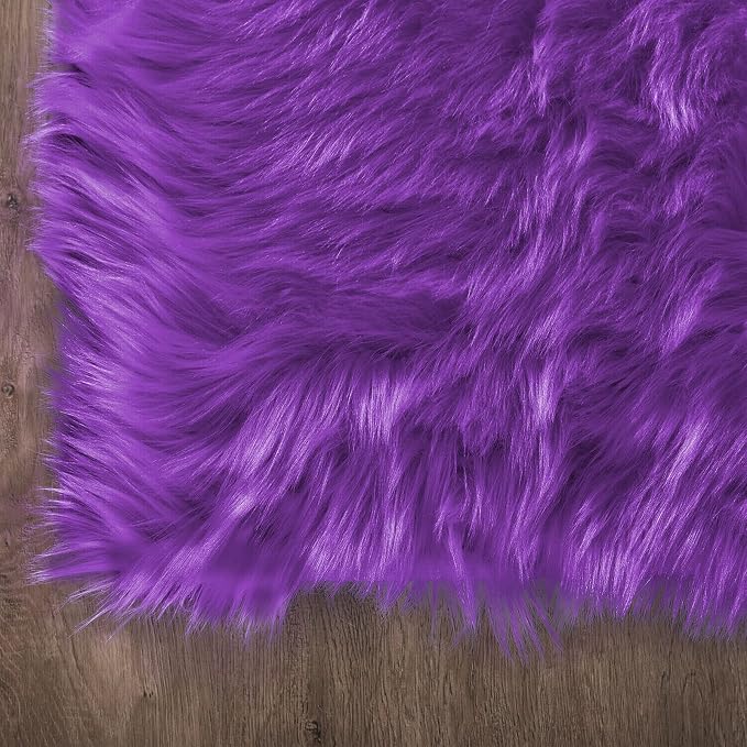Latepis Small Furry 2x3 Purple Faux Fur Rug Fluffy Rugs Washable Shag - Image 5
