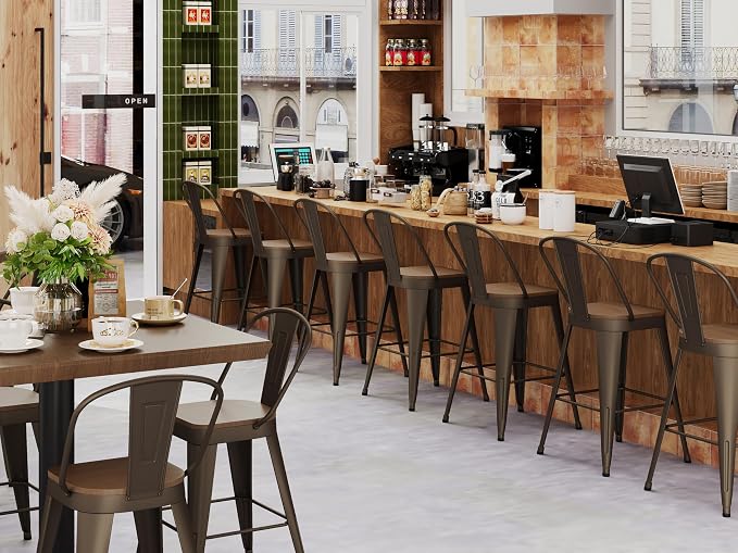 Andeworld Metal Bar Stools Set of 4, 24 inch Counter Height Barstools - Image 8