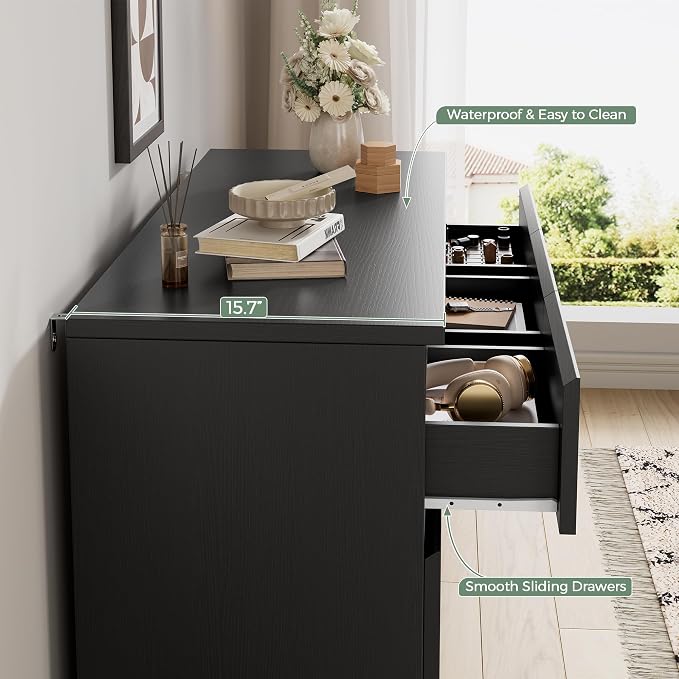 Jocoevol Modern Black 7 Drawer Dresser - Image 4